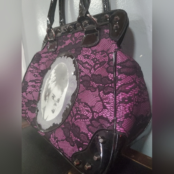 Bride of Frankenstein purple lace tote - Picture 2 of 7